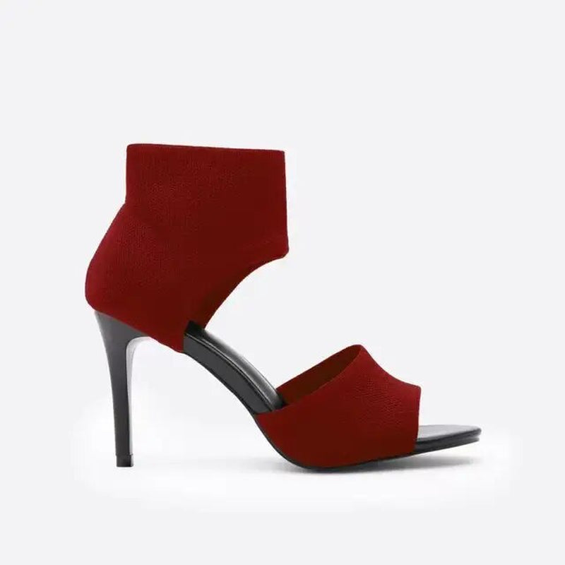 Women New Designer Knitted High Heels Sandals Summer 2023 Square Toe Thick Heeled Sandal Woman Sexy Slingbacks Black Party Shoes